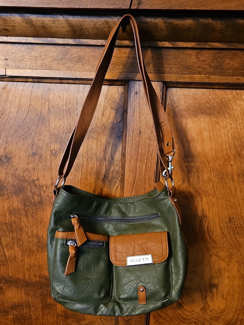 NWOT Rosetti Olive Green and Tan Shoulder Crossbody Bag